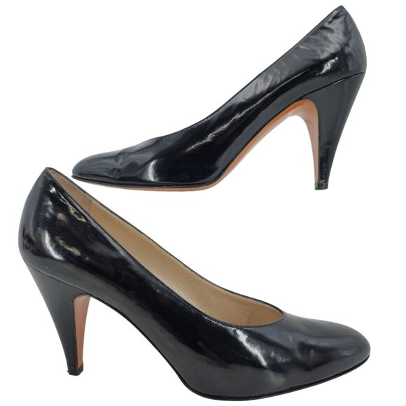 Vintage Salvatore Ferragamo Black Leather Dress Pumps Womens Size 8 Formal Heels - Picture 5 of 13